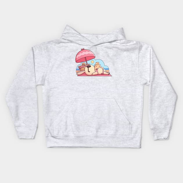 Bikini Beach Bunny Kids Hoodie by PaperRain